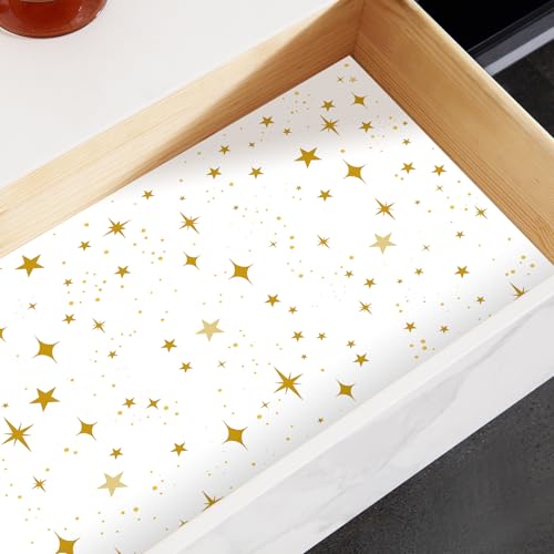 Scented Drawer Liners, 30 Sheets Gold Star Paper for Dresser and Closet