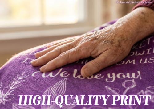 InnoBeta Mema Gift Flannel Throw Blanket 50x65 Purple Flowers - Cozy Grandma Gift for Mother's Day, Christmas, Birthday
