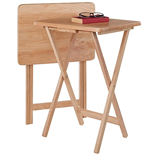 2-Piece Foldable Snack Table Set, 26-Inch Portable TV Tray Tables