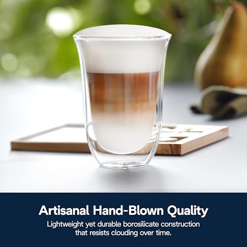 Double Walled Thermal Latte Glasses, 7.5 oz Insulated Glass Set of 2