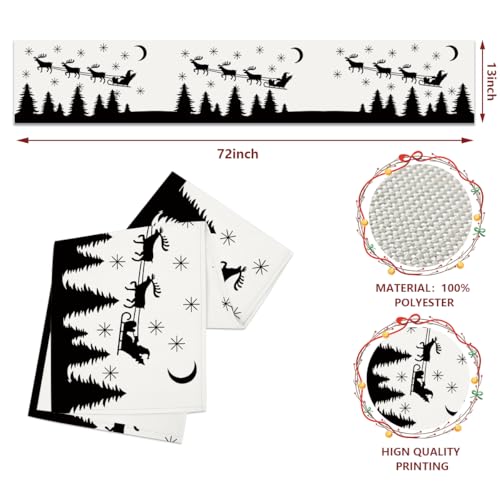 Sldpngo Elk Christmas Table Runner Winter Holiday Home Decor