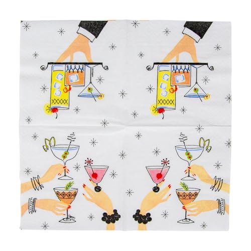Caspari Aperitivo Cocktail Napkins - 20 Pack, Triple-Ply, Artistic Design