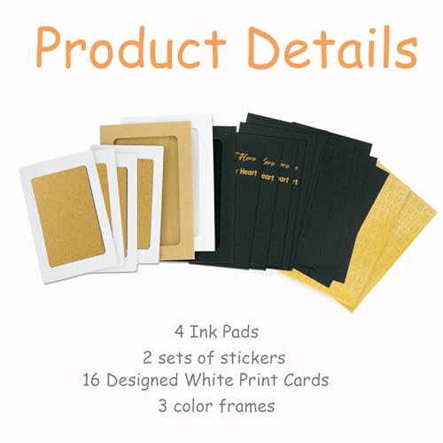 Inkless Paw Print Kit - Mess-Free Clean Touch Keepsake (4 Pads & 16 Cards)