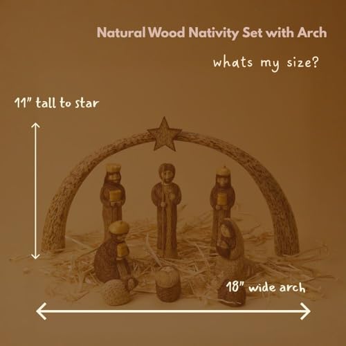 Rustic Wooden Nativity Scene Set - 9 Piece Tabletop Christmas Decor
