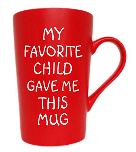 MAUAG Funny Christmas Gift Mug - 'My Favorite Child' Dad & Mom Ceramic Coffee Cup, 12 Oz, Clear Variation