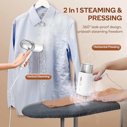 Foldable Travel Garment Steamer, 1200W Dual Voltage Fabric Steamer
