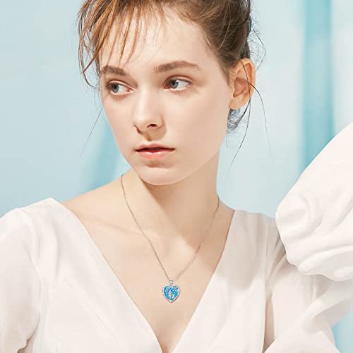 PROESS Father Daughter Necklace Sterling Silver Abalone Shell & Blue Opal Variation 02-04