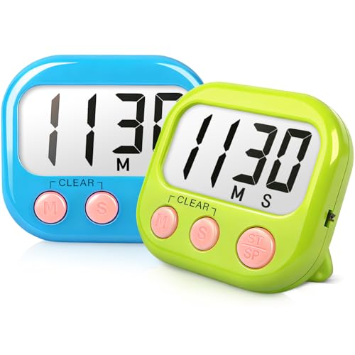 2-Pack Digital Magnetic Classroom Timers with Large Display & Loud Alarm