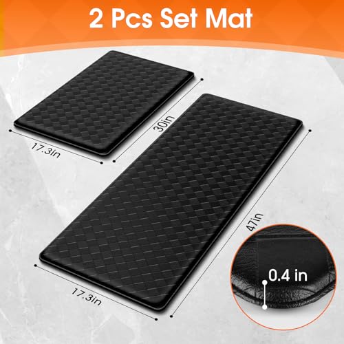 2-Piece Cushioned Anti-Fatigue Kitchen Mat Set, Non-Slip Waterproof Floor Mats