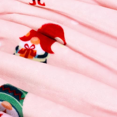 Solaris Santa Claus Sherpa Christmas Blanket 50" x 60" Reversible Fuzzy Throw for Couch Sofa Bed, Pink