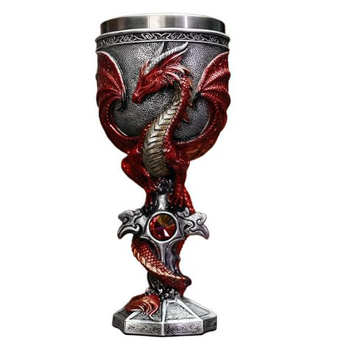 Medieval Dragon Wine Goblet, 7 oz Stainless Steel Gothic Chalice