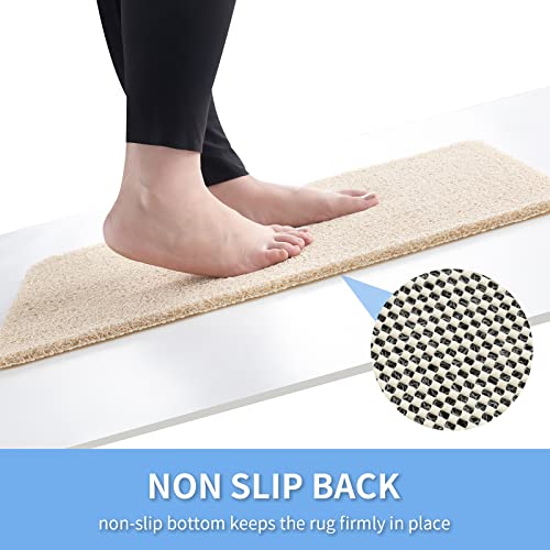 Hargiis Non-Slip Bathtub Mat, 24x16 Beige Loofah Shower & Foot Scrubber Mat