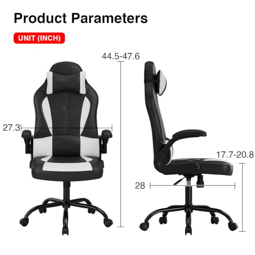 Ergonomic High Back Gaming Office Chair with Lumbar Support and Flip-Up Arms