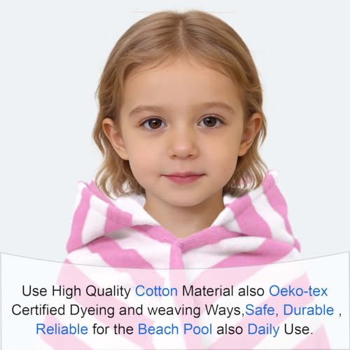 Pink Stripe Hooded Toddler Towel - 100% Cotton Bath & Beach Towel (40x25)