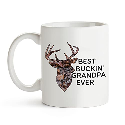 Best Buckin Grandpa Ever Coffee Mug - Funny Father's Day Gift, 11oz Ceramic Tea Cup