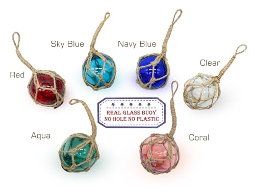 2-Inch Glass Fishing Float Ornaments, Set of 6 Nautical Beach Decor