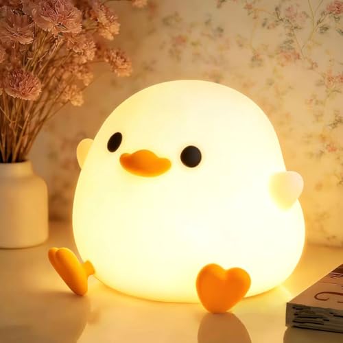 Cute Duck Silicone Night Light - Dimmable Touch Lamp for Nursery & Kids