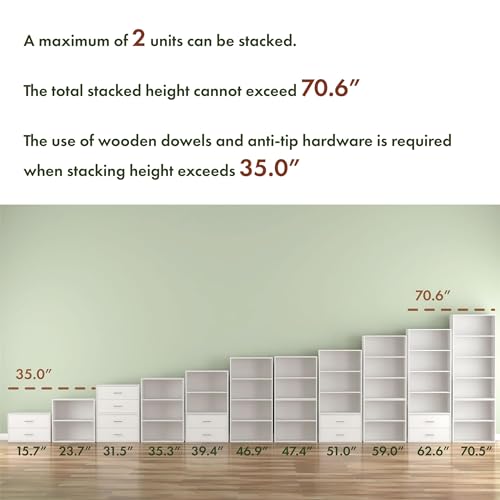 4-Cube Storage Organizer Shelf, Stackable Wood Bookcase for Cubby Bins