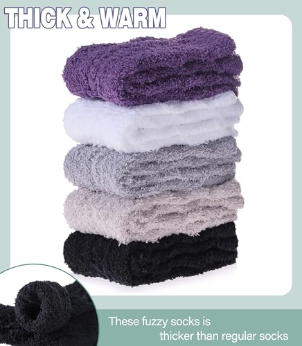 Women's Fuzzy Cozy Slipper Socks One Size - Soft Microfiber Plush Winter Gift