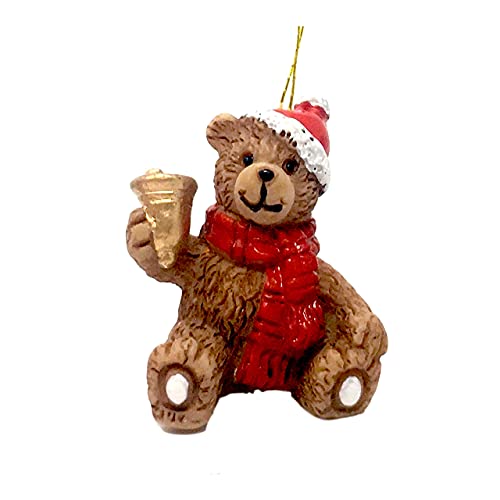 BANBERRY DESIGNS 12-Pack Bear Christmas Ornaments Set – 1.25"‑1.50" Bears in Santa Hats, 4 Poses