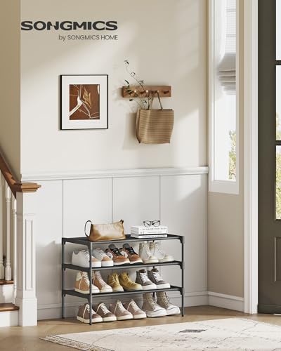 3-Tier Shoe Rack Organizer, Stackable Metal Entryway Storage Shelf
