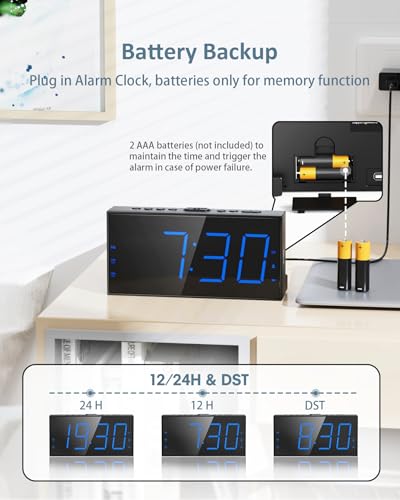 Vibrating Alarm Clock with Bed Shaker for Heavy Sleepers and Hard of Hearing
