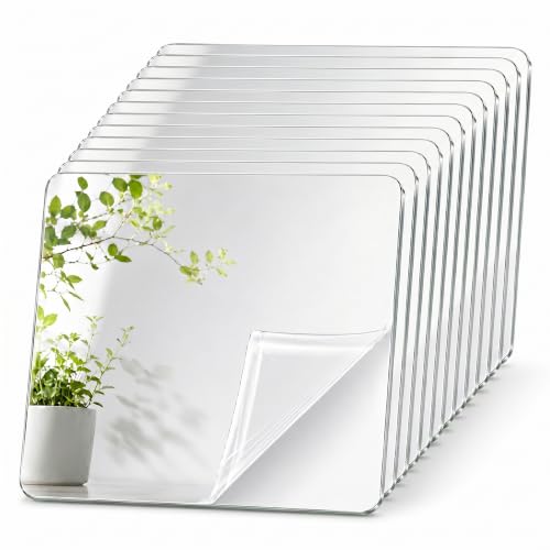 12-Piece 12x12 Inch Square Acrylic Mirror Tiles for Wall Decor & Centerpieces