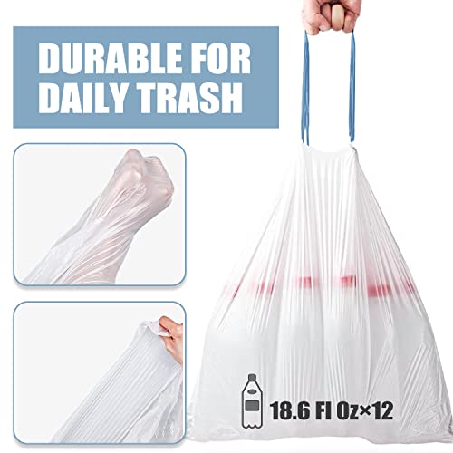 4 Gallon Small Drawstring Trash Bags - Unscented White Garbage Bags (57 Count)
