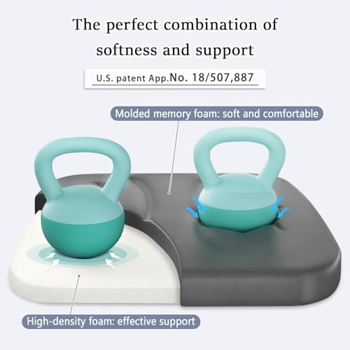 Dual-Layer Memory Foam Chair Cushion, 17 x 16 Inch Non-Slip Seat Pad