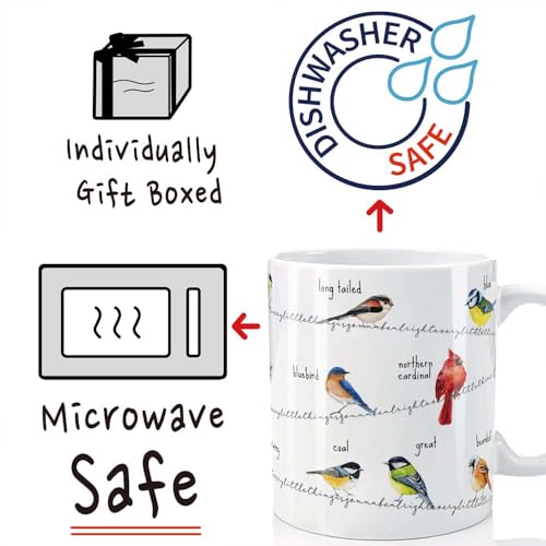 Bird Lover Mug with Bird Illustration - Cardinal & Hummingbird - Birdwatcher Gift - Variation of bird1