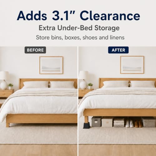 Heavy Duty Bed Risers 3 Inch - 2,000 lbs Capacity Furniture Lifters (4 Pack)