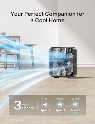 20-Inch 3-Speed Box Fan with 2295 CFM Airflow and Portable Design