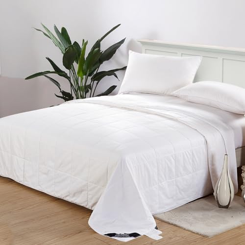 Queen Silk Duvet Comforter - 100% Long Strand Silk, Machine Washable, White