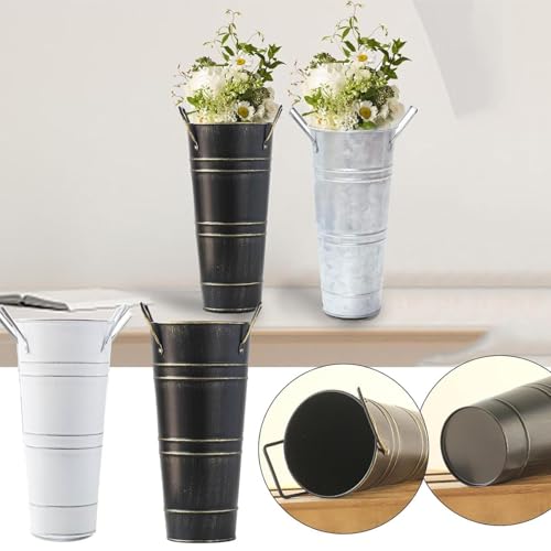 Black Rustic Metal Umbrella Stand Holder - Freestanding Floor Vase for Canes & Sticks