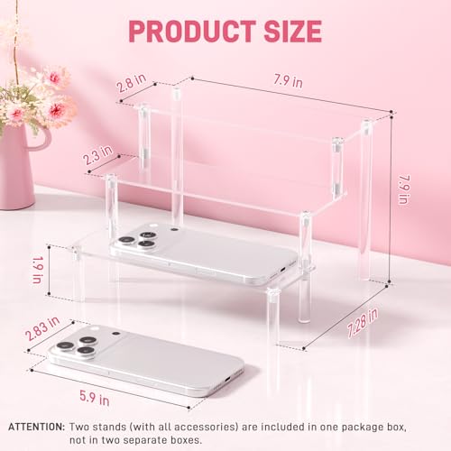 3-Tier Acrylic Display Stand Riser for Perfume, Collectibles & Cupcakes - 2 Pack
