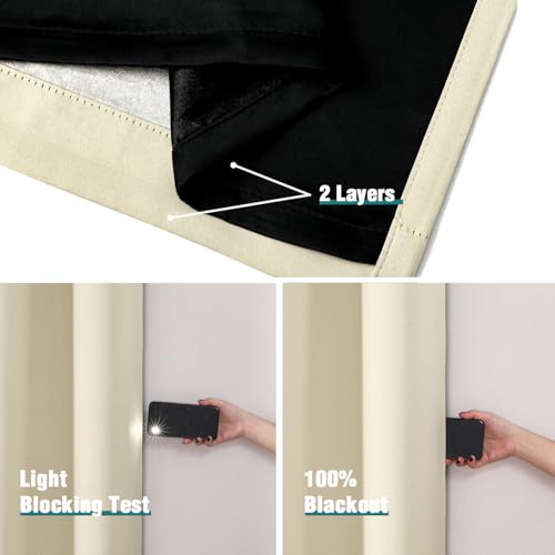 Blackout Curtains Set of 2 Panels - 100% Light Blocking, 42x72 Inches