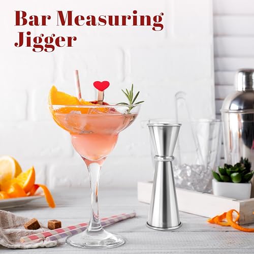 TaShow 2 Pcs Stainless Steel Double Jigger Set 1oz/2oz Bartending Tools (Normal)