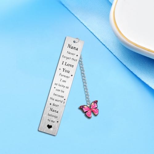 Nana Bookmark Gifts for Grandma - Love Reading Nanny Bookmark for Mother's Day Christmas Birthday from Granddaughter or Grandson