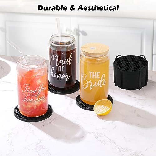8-Pack Silicone Drink Coasters with Holder - Non-Slip Table Coaster Set