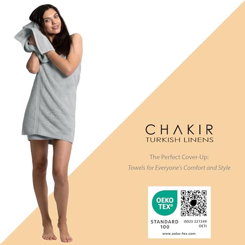 Large Turkish Cotton Bath Sheets - 35x70 Inch Oversized Towel Set, Gray