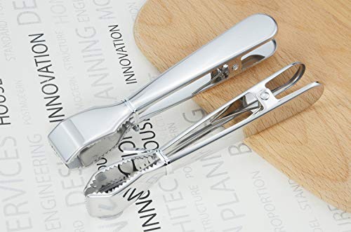 HINMAY 6-3/4 Inch Stainless Steel Ice Tongs for Ice Buckets, Multi-Purpose Serving Tool