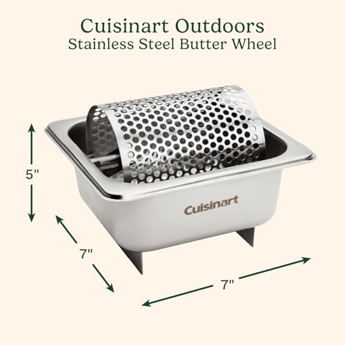 Cuisinart Stainless Steel Butter Wheel, Raised Bottom Butter Roller for Griddle for Golden Crust and Even Spread, Kitchen Grill Accessory for Burgers, Bread, BBQ, Cookouts, Tailgates