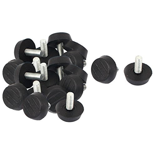 M6 x 15mm Adjustable Furniture Leveling Feet - 20 Pack Screw-On Glides