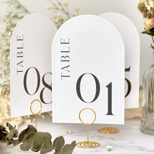 Minimalist Arch Wedding Table Numbers 1-20, 4x6 Inch Debossed Cardstock