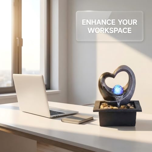 Tabletop LED Water Fountain - Indoor Meditation Waterfall for Home & Office