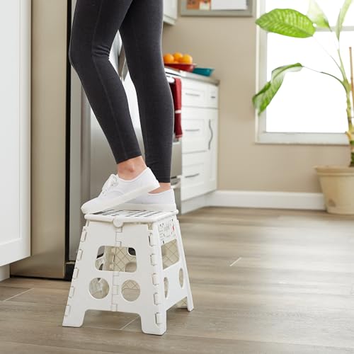 13-Inch Folding Step Stool with Handle, Heavy-Duty Portable Stool (Set of 2)
