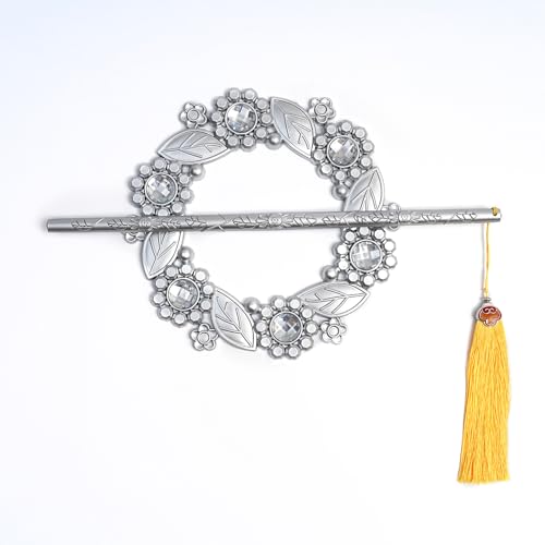 Crystal Floral Curtain Holdbacks with Tassels - Decorative Wall-Mounted Set