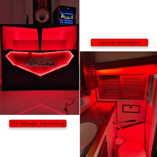 20ft Red LED Strip Light Kit, Dimmable Flexible 12V Indoor Lighting