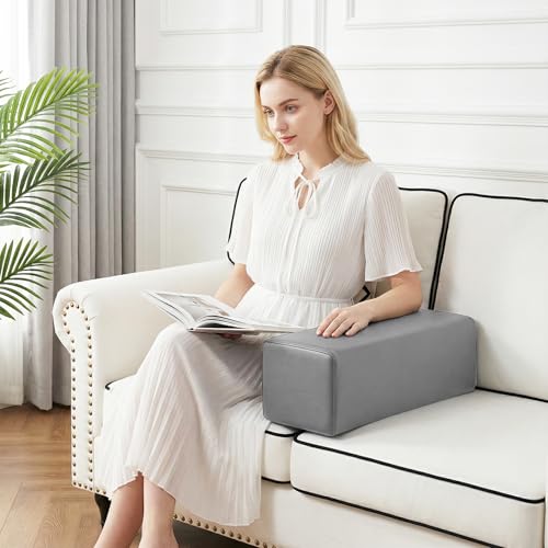 2 Pack Faux Leather Arm Rest Pillows - Waterproof & Washable
