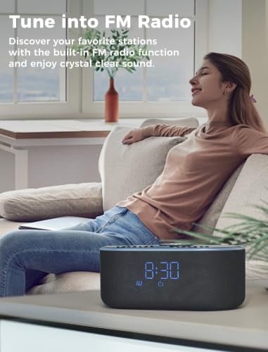 Wireless Charging Alarm Clock with Bluetooth Speaker and FM Radio